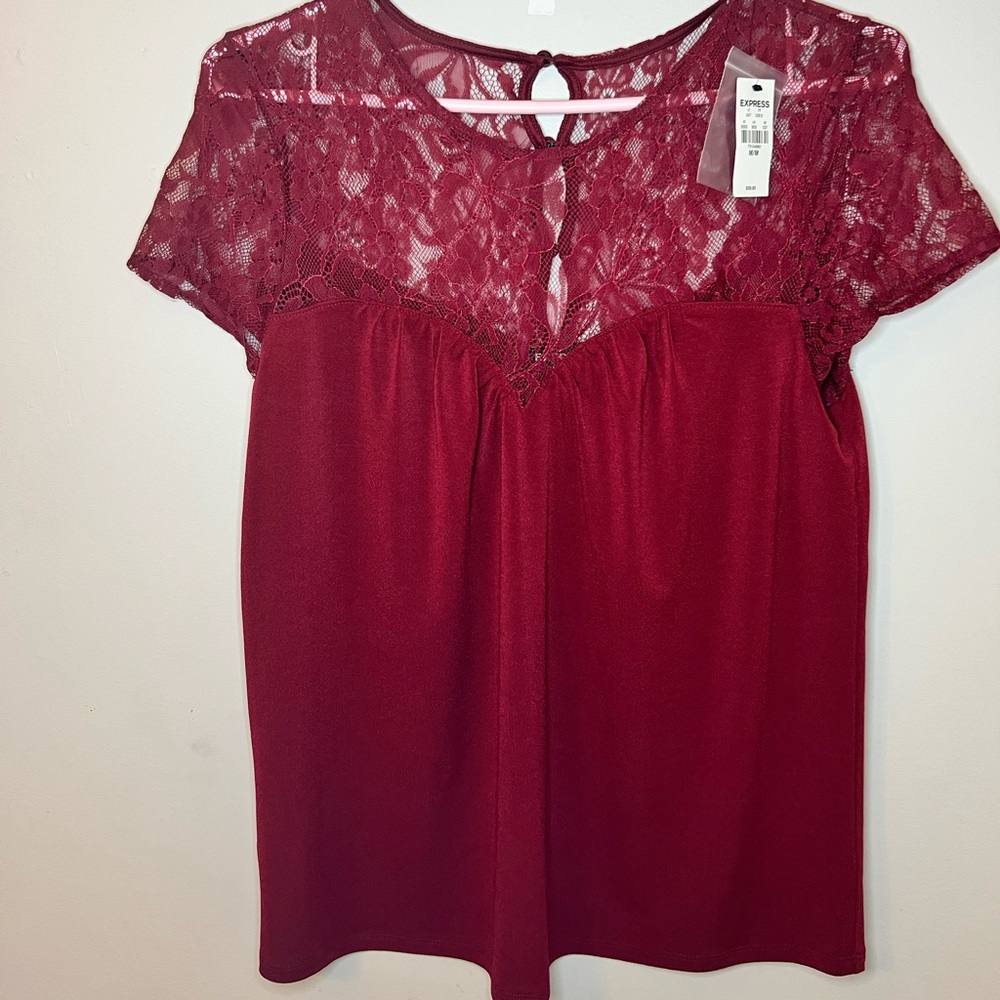 Top lace trim blouse